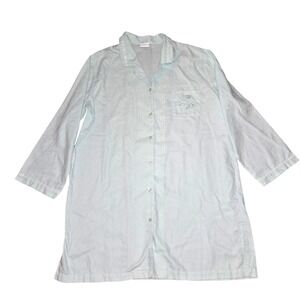 Miss Elaine Nightshirt Womens XL Mint Green Paisley Embroidered Button Up 188707